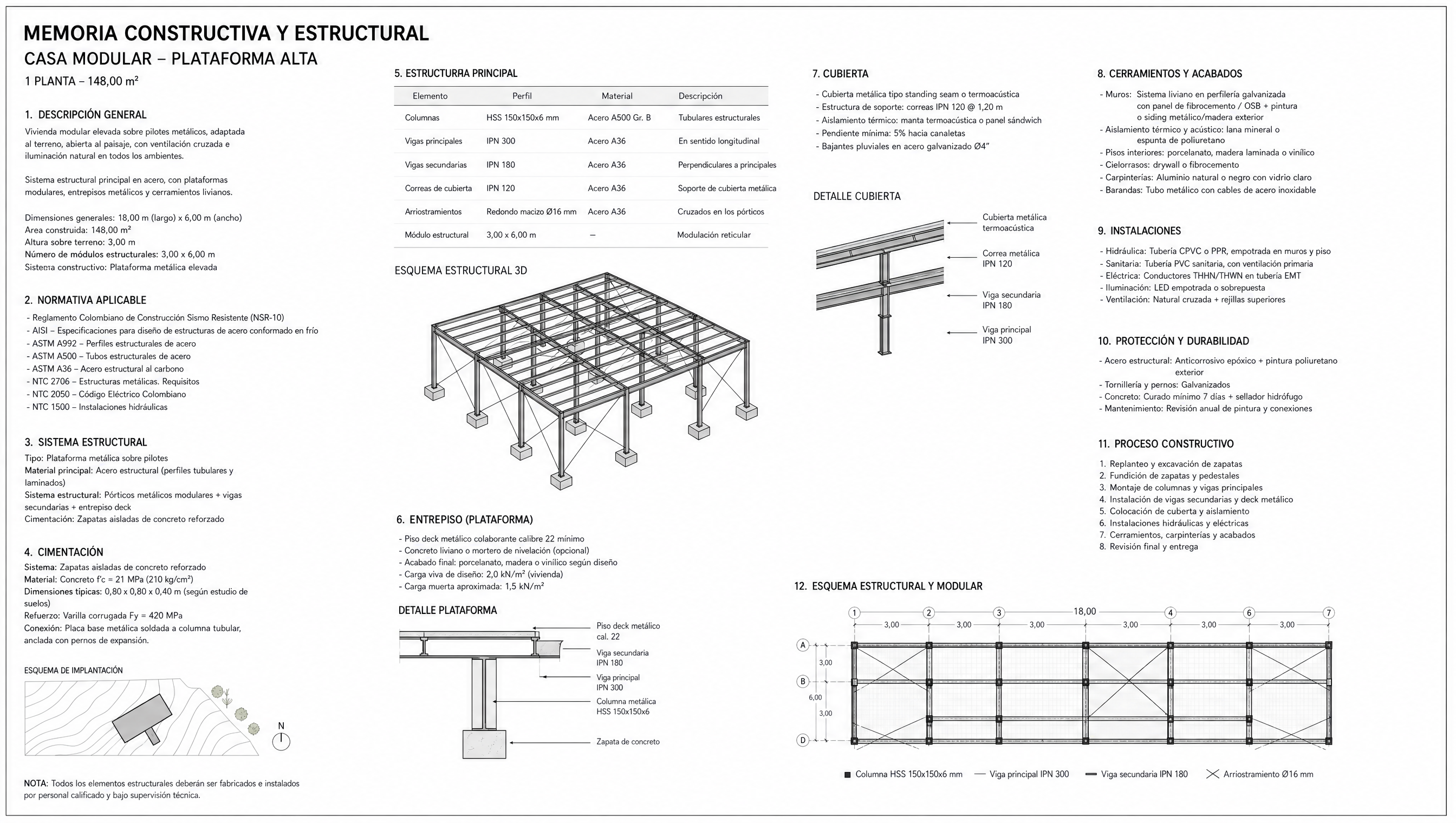 Memoria constructiva y estructural Casa Modular 148 m2